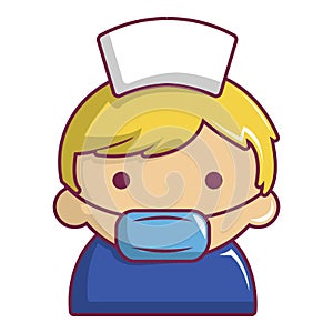 Pregnant nurse icon, cartoon style photo
