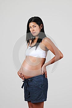 Pregnant Peruvian woman, posing