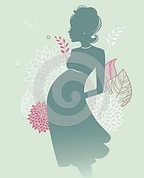 Pregnant silhouette woman