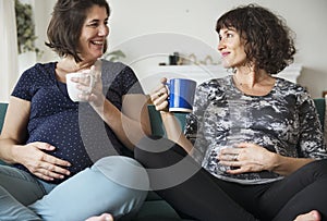 Pregnant support group meetup in a house