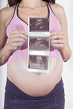 Pregnant with ultrasound baby scan