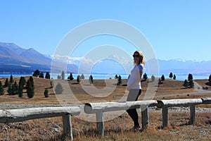 Pregnant woman admiring view