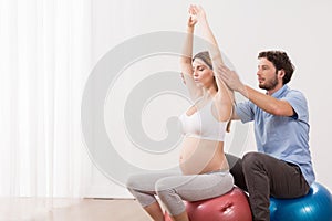 Pregnant woman at antenatal class