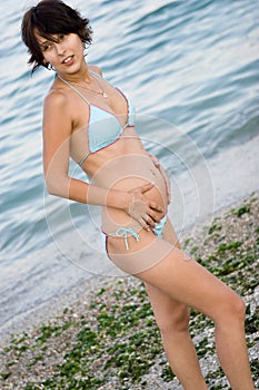 Pregnant woman at the beach
