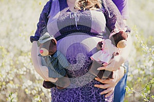 Pregnant woman belly closeup