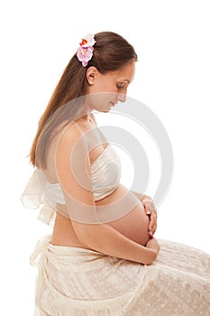 Pregnant woman with big belly
