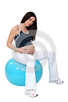 Pregnant woman on birth ball