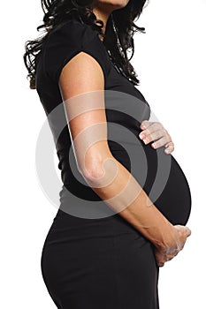 Pregnant woman in black dress