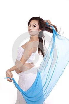 Pregnant woman blue sarong