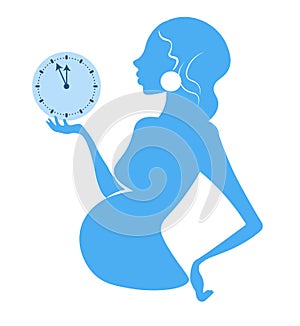 Pregnant woman blue silhouette