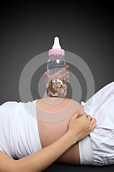 Pregnant Woman with Bottle Bank