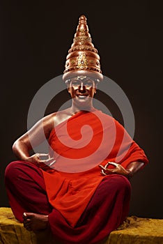 Pregnant woman in buddha look
