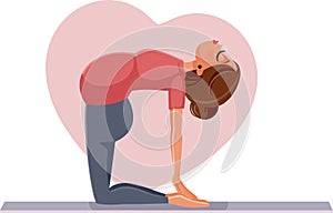 Pregnant Woman in Camel Yoga Pose Vector Cartoon