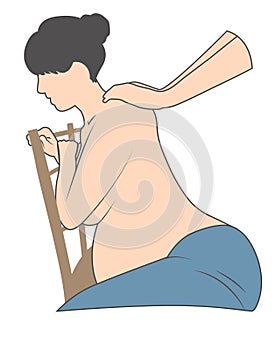 Pregnant Woman in Chair Getting Backrub