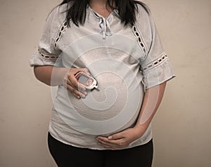 Pregnant woman checkup blood control risk sugar level for gestational. Female pregnancy health glucose measurement meter concept