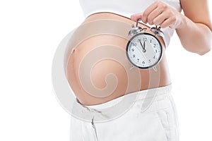 Pregnant woman with clock