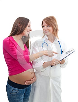 Pregnant woman consultation at doctor