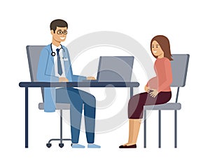 Pregnant woman at the consultation with a doctor