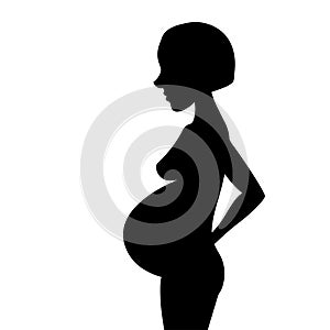 Pregnant woman contour isolated on white background