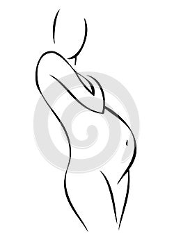 Pregnant woman contour (Vector)