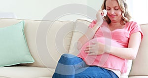 Pregnant woman crying