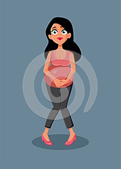 Pregnant Woman Dealing with Frequent Urination Problem Vector Cartoon