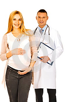 Pregnant woman and doctor