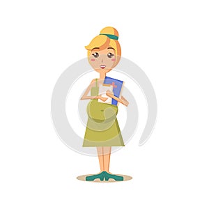 Pregnant Woman with Doctor Paperwork. Vector