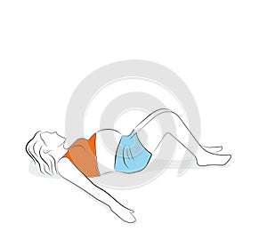 Pregnant woman doing exercises. vector illustration.
