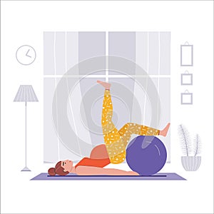 Pregnant Woman Doing Fitness Exercises on Fitball