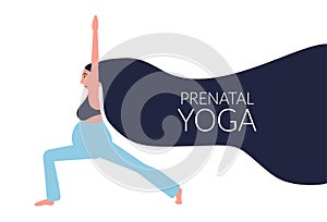 Pregnant woman doing yoga.Pregnancy health concept. Vector illustration