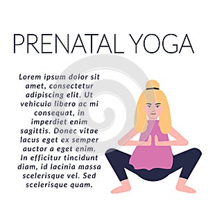 Pregnant woman doing yoga.Pregnancy health concept. Vector illustration