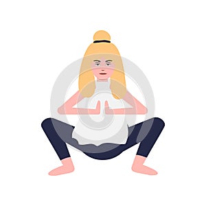 Pregnant woman doing yoga.Pregnancy health concept. Vector illustration