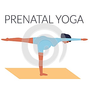 Pregnant woman doing yoga.Pregnancy health concept. Vector illustration