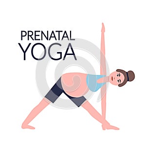 Pregnant woman doing yoga.Pregnancy health concept. Vector illustration