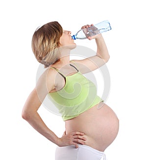 Pregnant woman drinking water