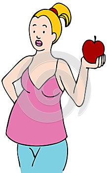 Pregnant Woman Eating Apple