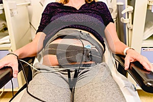 Pregnant woman during the examination of her pregnancy in a hospital