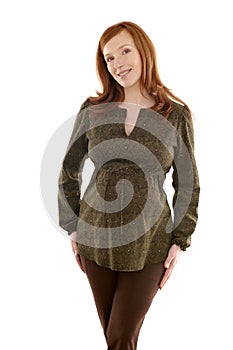 Pregnant woman fashion redhead portrait