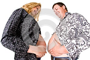 Pregnant woman and fat man