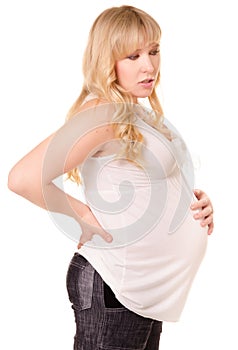 Pregnant woman feels discomfort in back