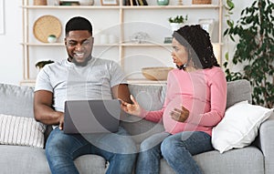Pregnant woman fighting with her husband at home