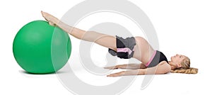 Pregnant Woman Fitness. Exercise Ball Hip Raise