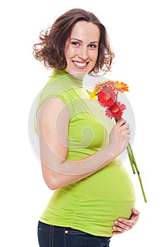 Pregnant woman with flowers