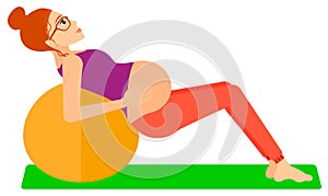 Pregnant woman on gymnastic ball