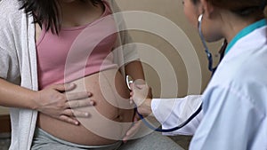 Pregnant Woman and Gynecologist Doctor at Hospital