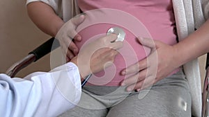 Pregnant Woman and Gynecologist Doctor at Hospital