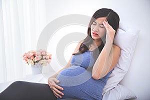 Pregnant woman having morning sickness