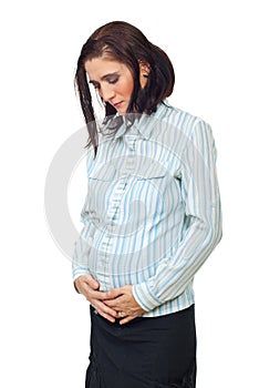 Pregnant woman having stomach pain