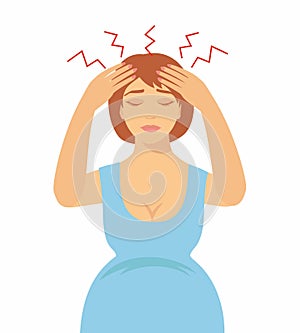 pregnant woman with a headache.